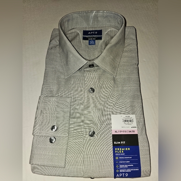 Apt. 9 Other - Men's Dress Shirt Apt 9 Slim Premier Flex Stretch size-17-17.5 sleeves 34/35 NEW
